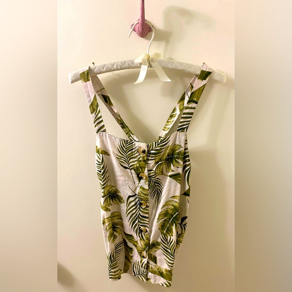 Joe Fresh Green Leaf Print Tank Top